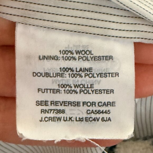 J.Crew Double Breasted Classic Wool Coat Jacket Black Ivory Oxford Plaid sz 12 - Picture 9 of 9